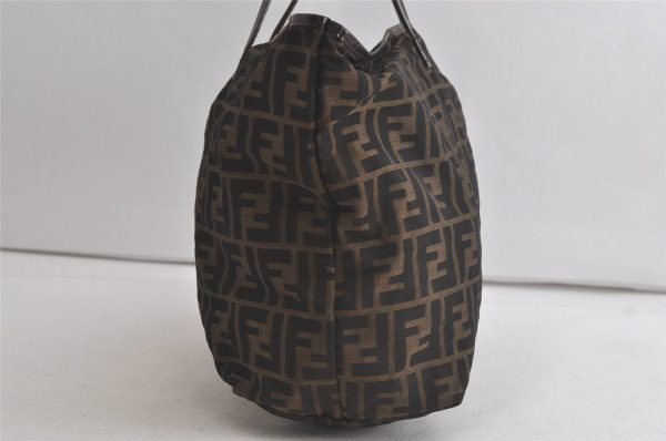 Authentic FENDI Vintage Zucca Shoulder Tote Bag Nylon Leather Brown Junk 5495K For Discount