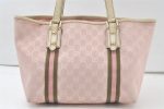 Authentic GUCCI Sherry Line Tote Bag GG Canvas Leather 137396 Pink 6584K Cheap