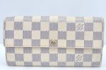 Authentic Louis Vuitton Damier Azur Portefeuille Sarah Wallet N61735 LV L0472 Fashion