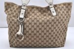 Authentic GUCCI Icon Bit Tote Bag Canvas Leather 229852 Brown Junk 6669K Online