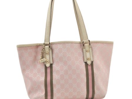 Authentic GUCCI Sherry Line Tote Bag GG Canvas Leather 137396 Pink 6584K Cheap