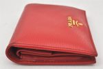 Authentic PRADA Vintage Leather Bifold Wallet Purse Red 5863K For Cheap