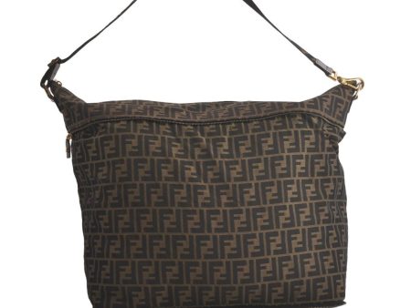 Authentic FENDI Vintage Zucca Shoulder Folding Bag Canvas Leather Brown 5511K Online