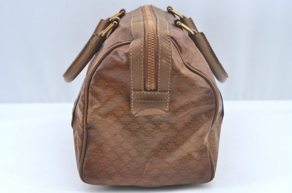 Authentic CELINE Macadam Blason Pattern Hand Bag PVC Leather Brown L0561 on Sale