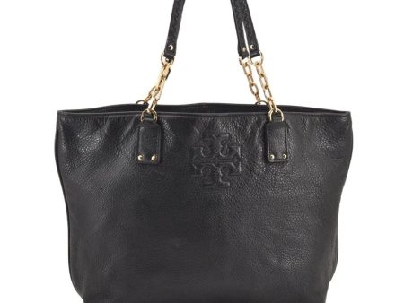 Authentic TORY BURCH Vintage Marion Chain Shoulder Tote Bag Leather Black 5922K For Sale