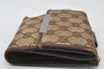 Authentic GUCCI Bifold Wallet Purse GG Canvas Leather 112664 Brown Junk 5890K Online now