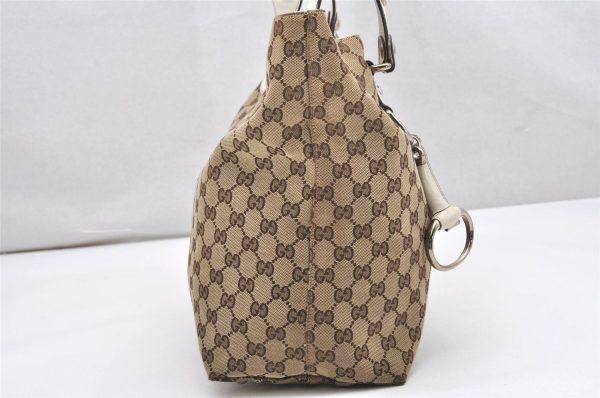 Authentic GUCCI Icon Bit Tote Bag Canvas Leather 229852 Brown Junk 6669K Online