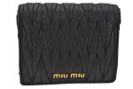 Authentic MIU MIU Vintage Matelasse Leather Bifold Wallet Purse Black 5889K For Cheap