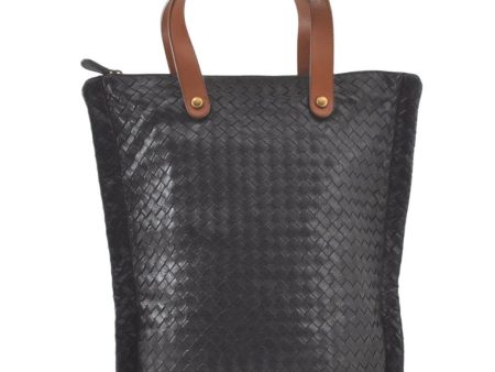 Authentic BOTTEGA VENETA Intrecciato Leather Shoulder Tote Bag Black 7663K For Sale