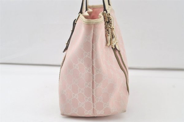 Authentic GUCCI Sherry Line Tote Bag GG Canvas Leather 137396 Pink 6584K Cheap