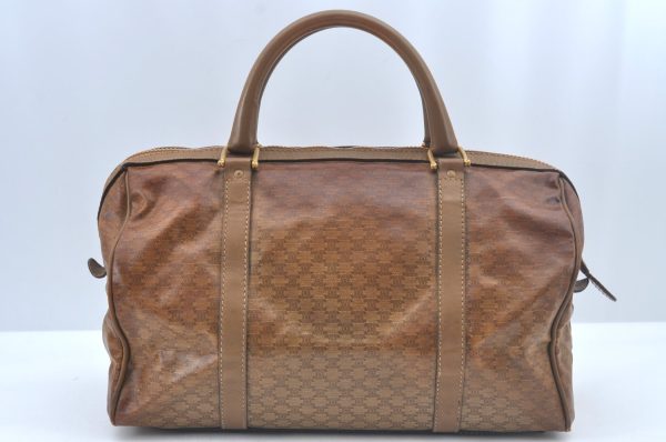 Authentic CELINE Macadam Blason Pattern Hand Bag PVC Leather Brown L0561 on Sale