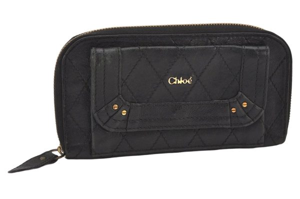 Authentic Chloe Vintage Paraty Long Wallet Purse Leather Black 5886K Online Hot Sale