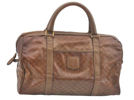 Authentic CELINE Macadam Blason Pattern Hand Bag PVC Leather Brown L0561 on Sale