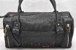 Authentic Chloe Vintage Eclipse Hand Boston Bag Purse Leather Black 5915K Supply