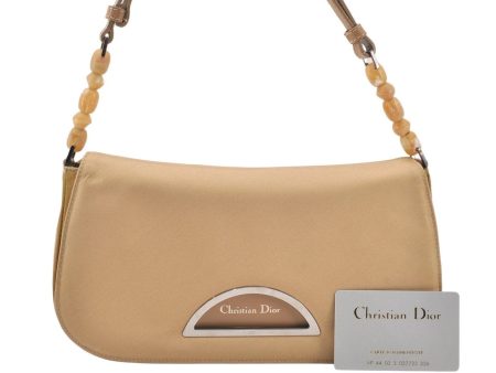 Authentic Christian Dior Maris Pearl Shoulder Hand Bag Nylon Leather Beige 5880K Cheap