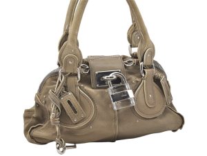 Authentic Chloe Paddington Vintage Leather Shoulder Hand Bag Beige 5631K Online