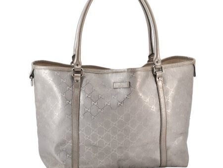 Authentic GUCCI Impreme Shoulder Tote Bag GG PVC Leather 197953 Silver 5622K Hot on Sale