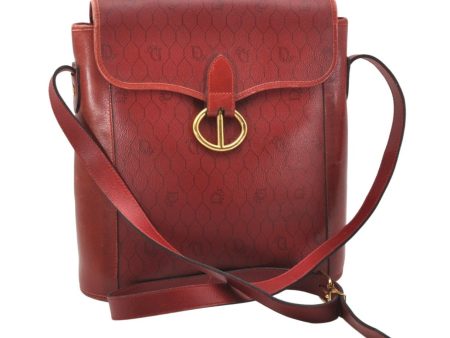 Authentic Christian Dior Honeycomb Shoulder Cross Bag PVC Leather Red 5612K Discount