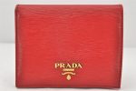 Authentic PRADA Vintage Leather Bifold Wallet Purse Red 5863K For Cheap