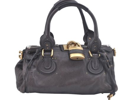 Authentic Chloe Paddington Leather Shoulder Hand Bag Black L0508 For Cheap