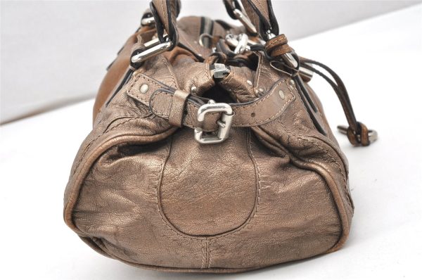 Authentic Chloe Vintage Paddington Leather Shoulder Hand Bag Gold 5643K Discount