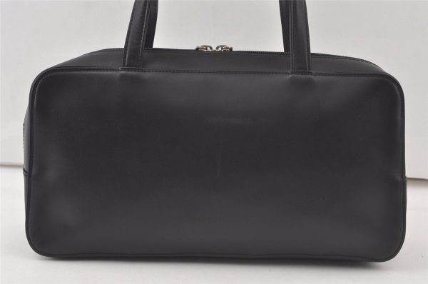 Authentic BURBERRY Vintage Nova Check Leather Hand Boston Bag Black 7686K Hot on Sale