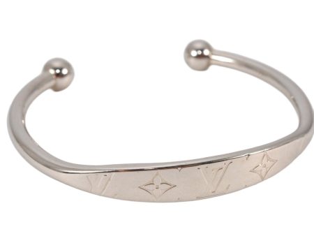 Auth Louis Vuitton Jonk Monogram Bracelet Bangle Silver Tone M64839 LV 8172K Online now