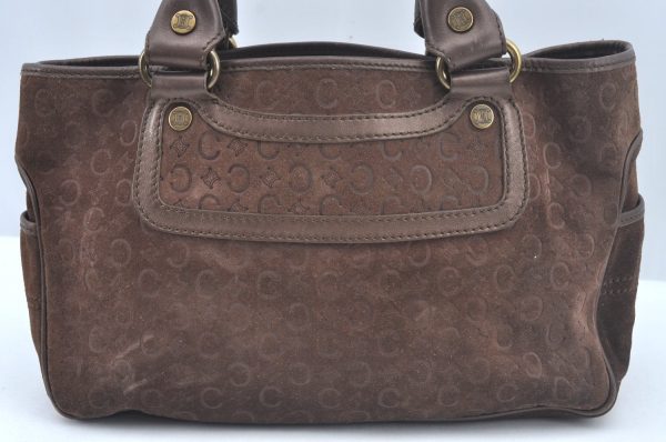 Authentic CELINE C Macadam Blason Pattern Hand Bag Suede Leather Brown L0485 For Sale