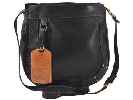 Authentic Chloe Eden Vintage Shoulder Cross Body Bag Purse Leather Black 5661K For Sale