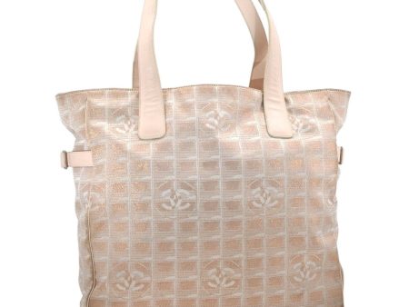 Authentic CHANEL New Travel Line Shoulder Tote Bag Nylon Leather Beige 7613K Online Sale