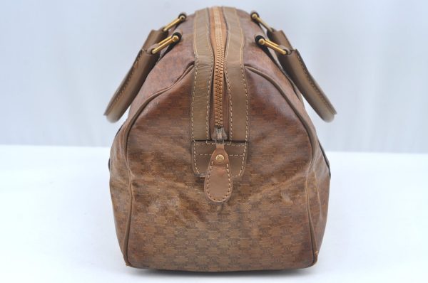 Authentic CELINE Macadam Blason Pattern Hand Bag PVC Leather Brown L0561 on Sale