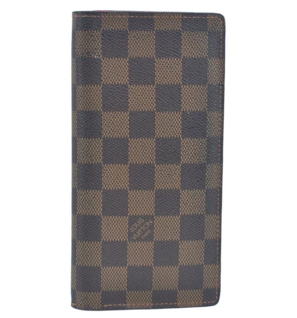 Authentic Louis Vuitton Damier Portefeuille Brazza Long Wallet N60017 LV L0534 For Sale