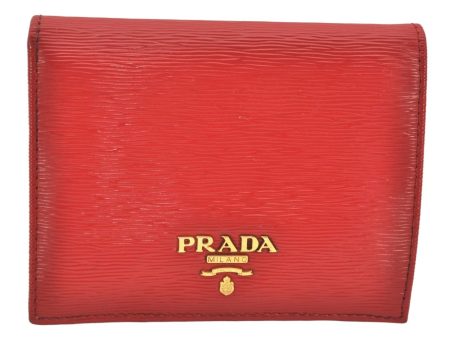 Authentic PRADA Vintage Leather Bifold Wallet Purse Red 5863K For Cheap