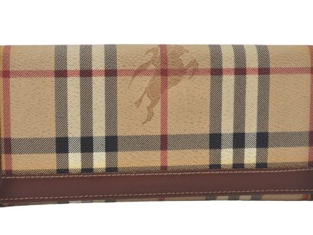 Authentic BURBERRY Vintage Nova Check Long Wallet Purse PVC Leather Beige 5885K Supply