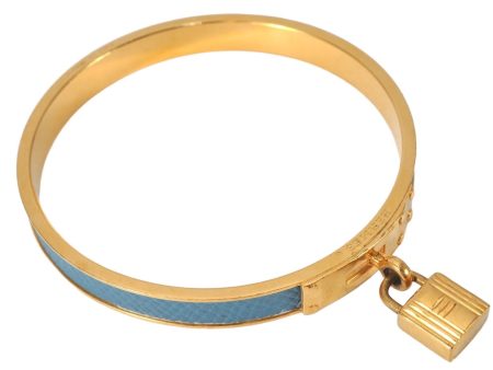 Authentic HERMES Kelly Cadena Bangle Bracelet Gold Blue 7672K Hot on Sale