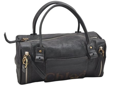 Authentic Chloe Vintage Eclipse Hand Boston Bag Purse Leather Black 5915K Supply