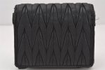 Authentic MIU MIU Vintage Matelasse Leather Bifold Wallet Purse Black 5889K For Cheap