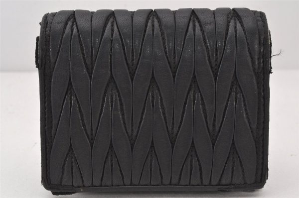 Authentic MIU MIU Vintage Matelasse Leather Bifold Wallet Purse Black 5889K For Cheap