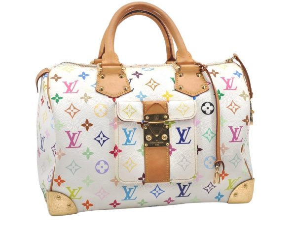 Auth Louis Vuitton Monogram Multicolor Speedy 30 Hand Bag White M92643 LV 6681K Online now