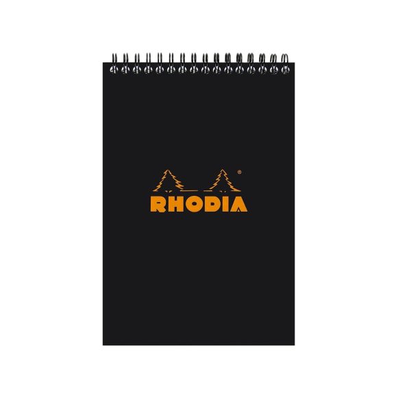 Rhodia Classic Spiral Black Notepad - A5, Squared on Sale