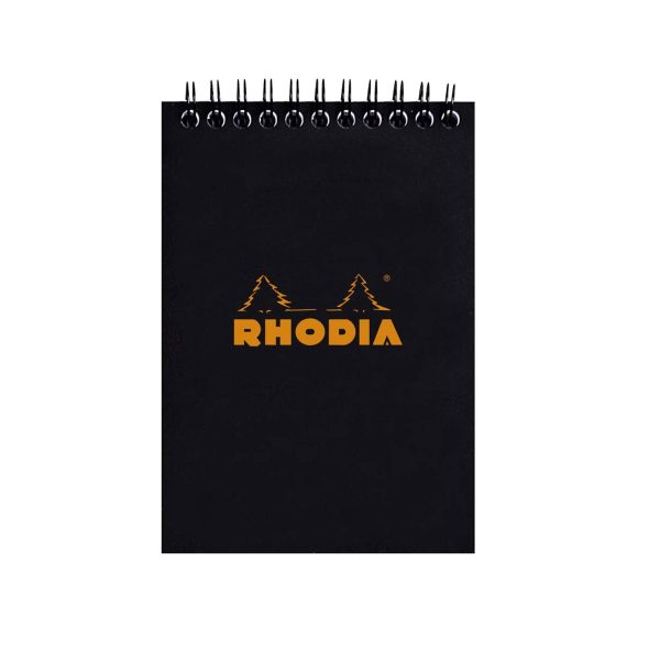 Rhodia Classic Spiral Black Notepad - A6, Squared on Sale