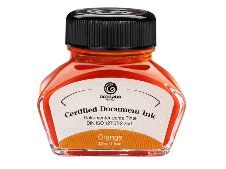 Octopus Certified Document Ink Bottle, Orange - 30ml Supply