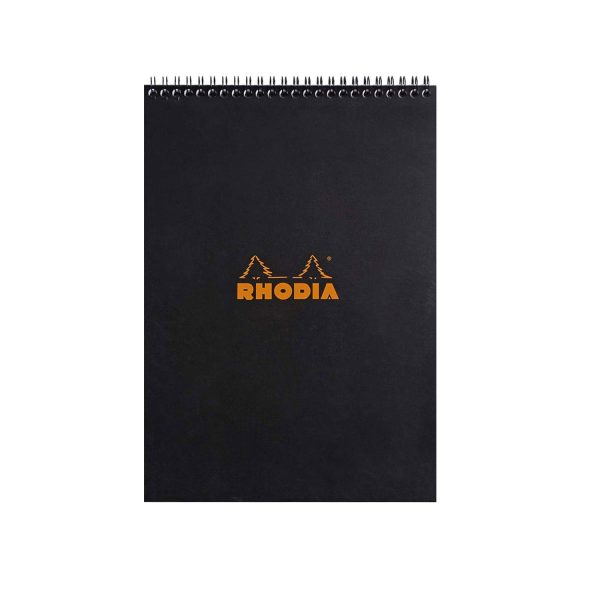 Rhodia Classic Spiral Black Notepad - A4, Squared Hot on Sale