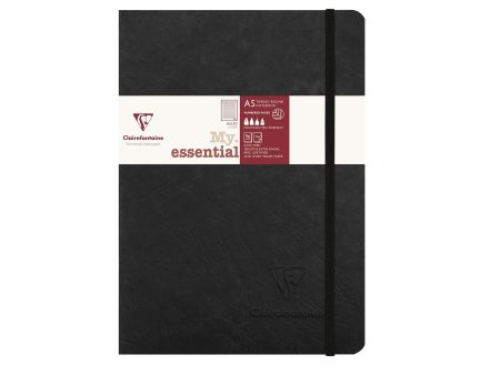 Clairefontaine My Essential Black Threadbound Notebook - A5, Ruled Fashion