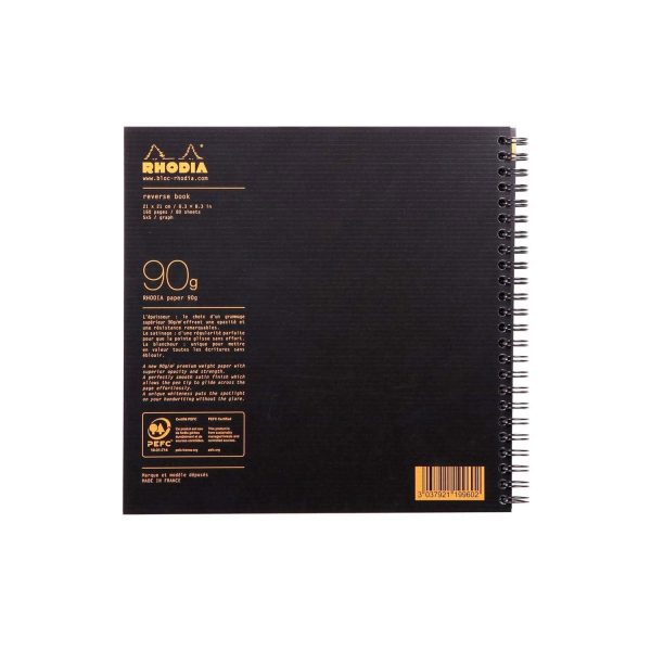 Rhodiactive Reverse Spiral Black Notebook - Squared Fashion